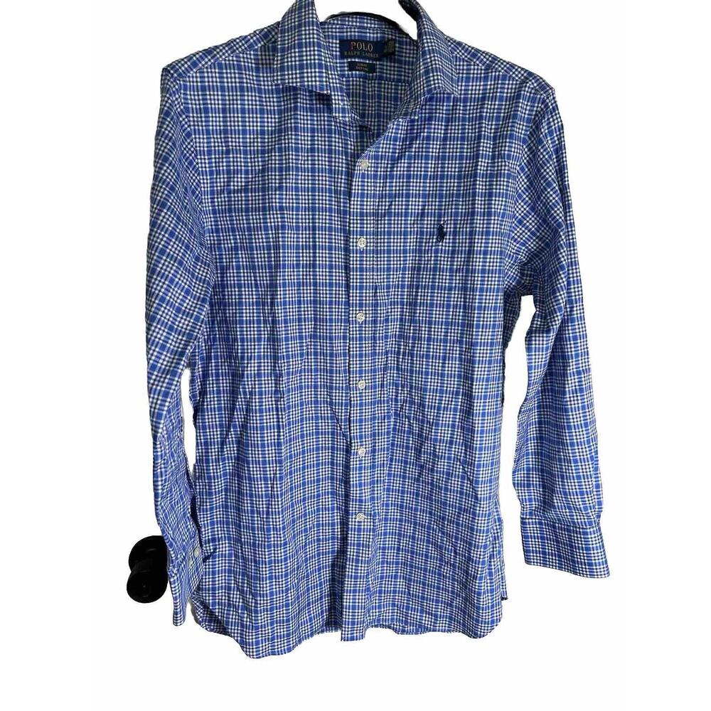 Ralph Lauren Polo Men’s Button Up Slim Fit Size 16 32/33 Blue